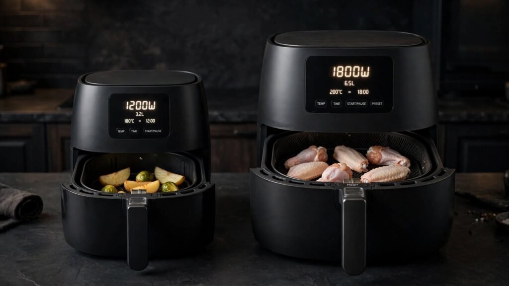 Air fryer wattage compared with basket capacity