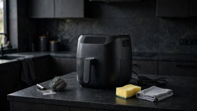 How to clean an air fryer with a basket and cleaning supplies