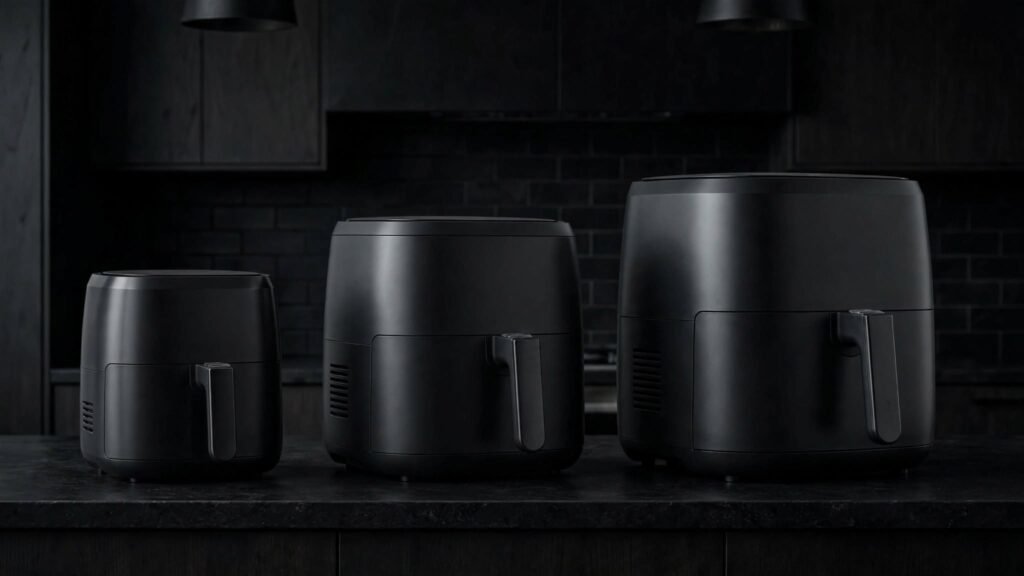 6 qt air fryer compared with smaller and larger air fryers