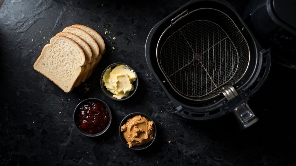 Ingredients for making toast in an air fryer