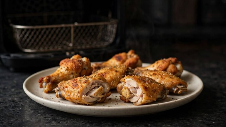Crispy frozen chicken wings cooked in an air fryer