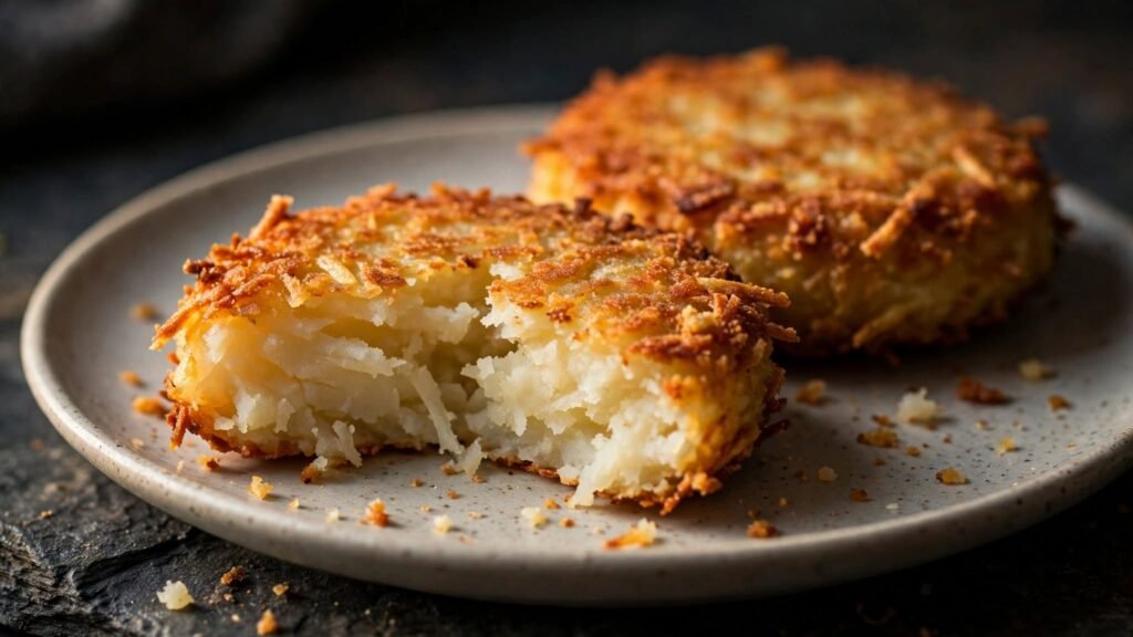 Extra crispy hash brown patties cooked in an air fryer