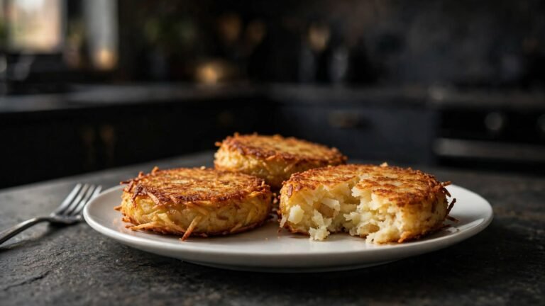 Crispy frozen hash brown patties cooked in an air fryer