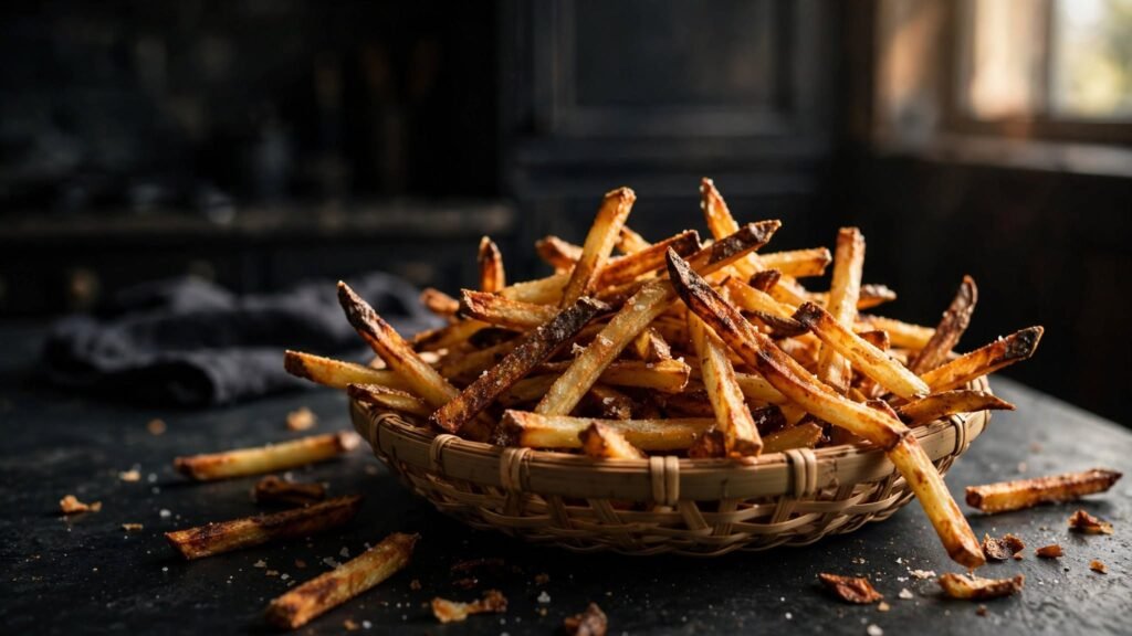 Dry and hard French fries cooked in an air fryer