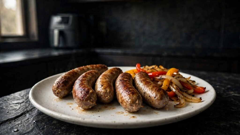 Italian sausage cooked in an air fryer with browned casings
