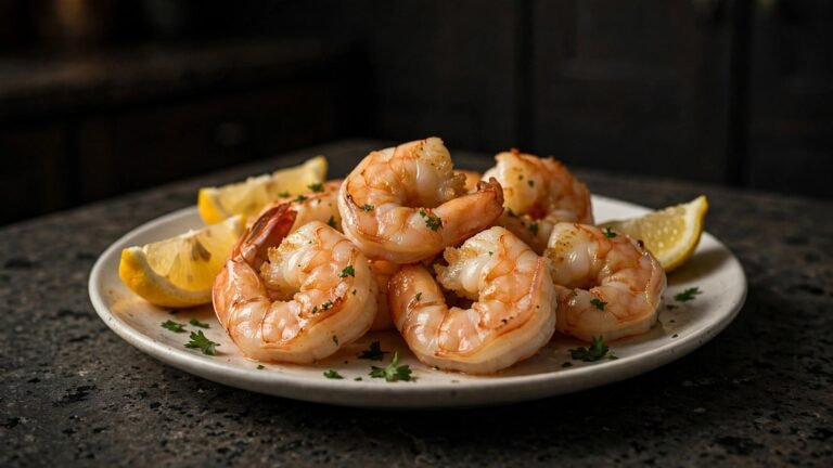 Cooked air fryer shrimp with lemon