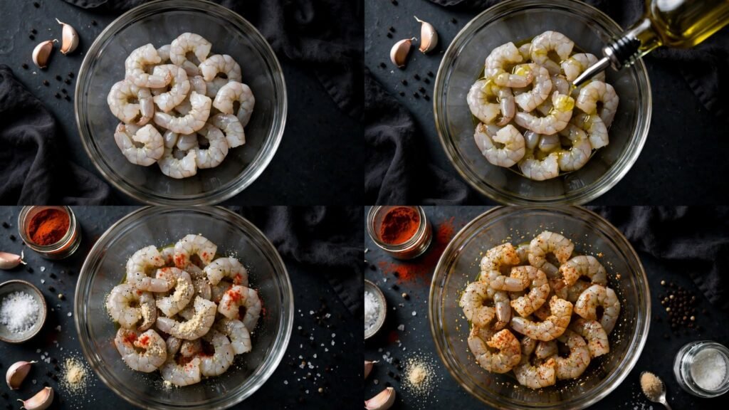 Raw shrimp coated with air fryer seasoning
