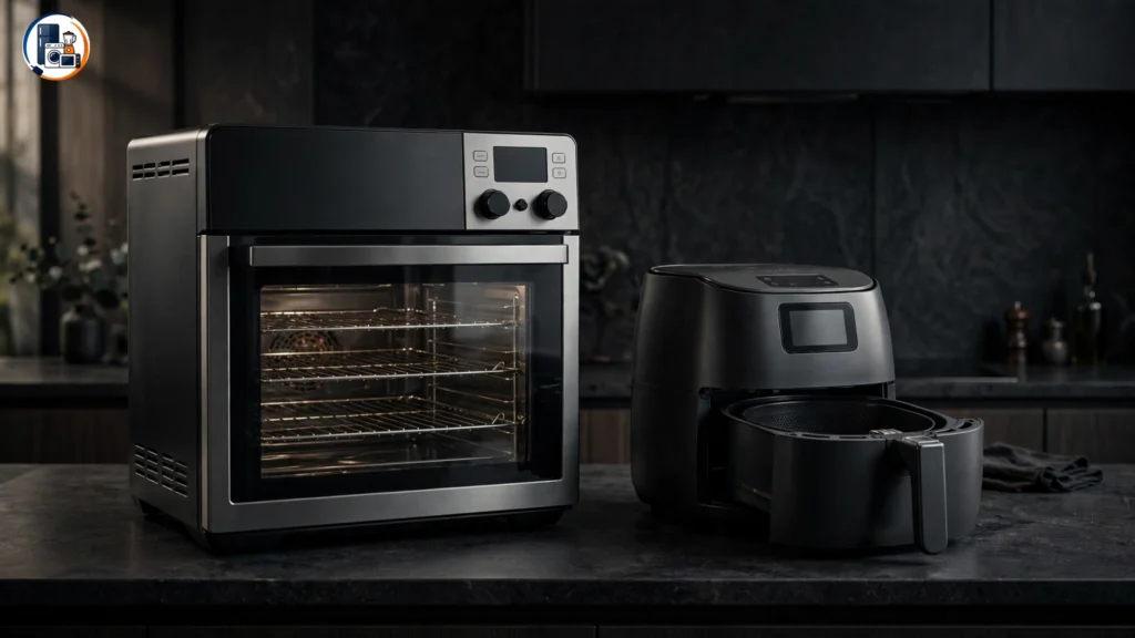 Oven-style air fryer compared with compact basket air fryer