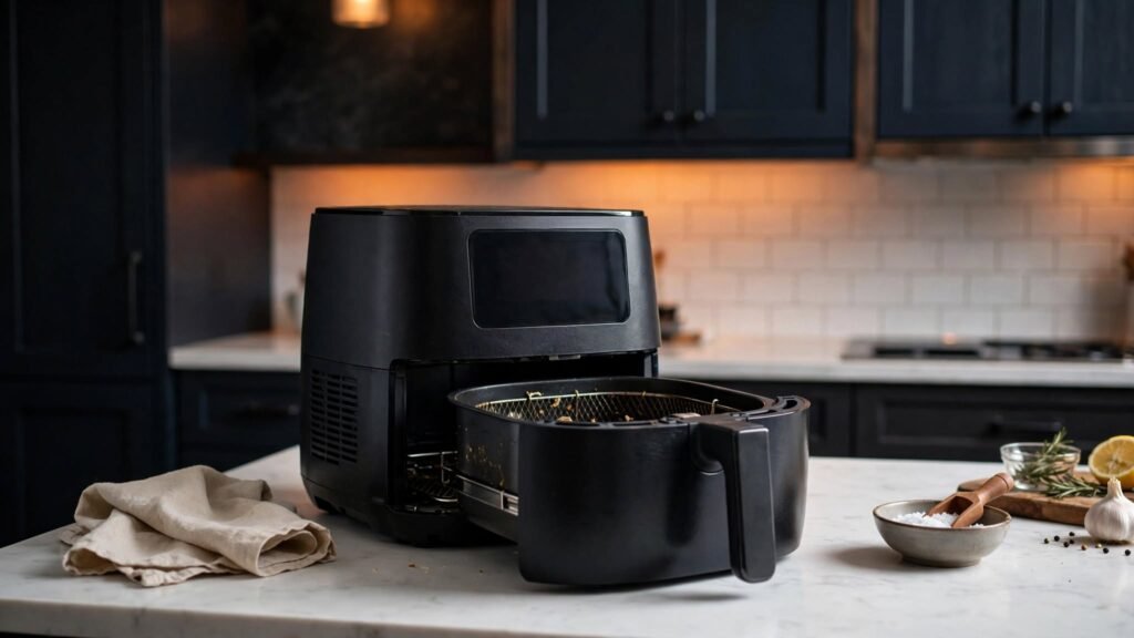 Checking air fryer basket position before troubleshooting