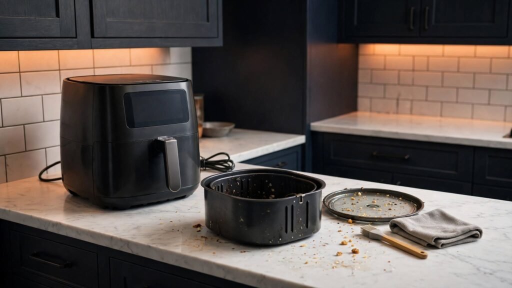 Safe troubleshooting of a smoking air fryer