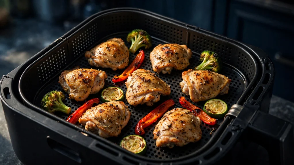 Food spaced inside an air fryer basket for better airflow