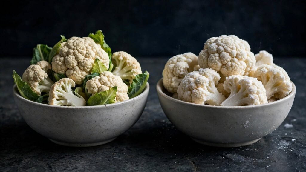 Fresh and frozen cauliflower florets compared for air frying