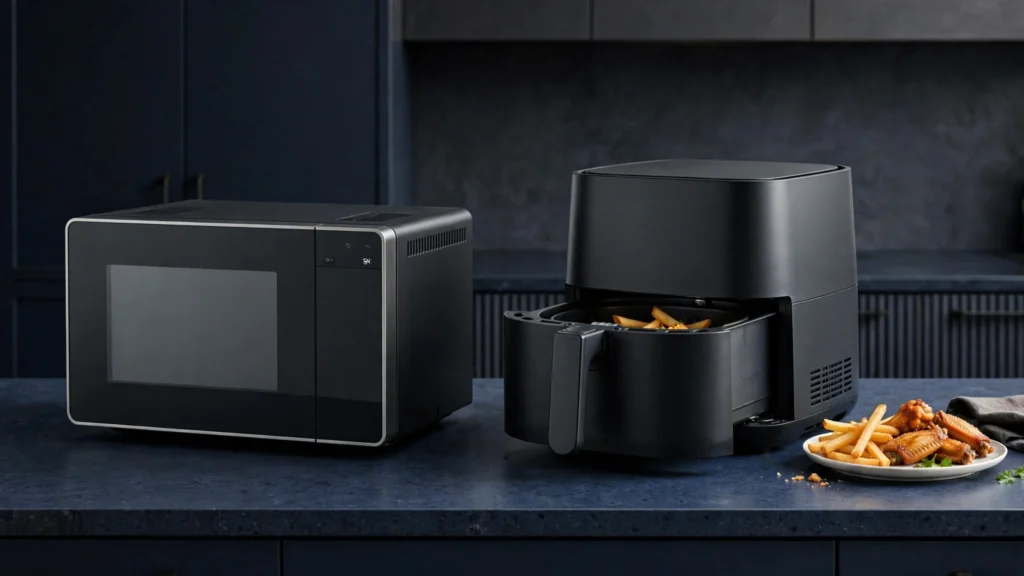Countertop microwave air fryer combo vs basket style air fryer side by side